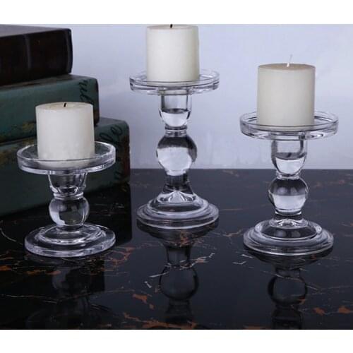 Transparent Glass Candle Holders, Modern Candlestick Stand, Home Living Room Decor, Table Centrepiece Decor