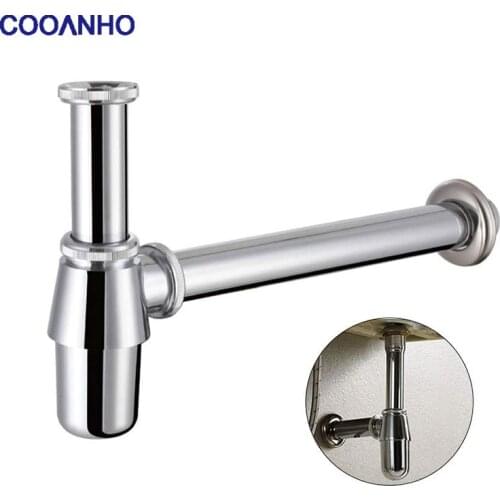 COOANHO Bathroom Basin Sink Sink Bottle Trap Waste Pipe Adjustable Height Drain Pipe Kit Brass Chrome Plated