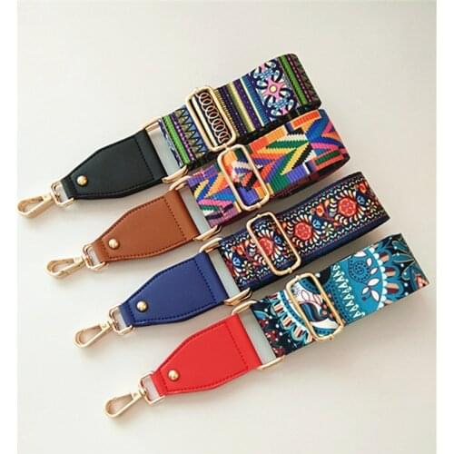 Fashion National Wind Color Wide Strap Adjustable Long Strap Shoulder Diagonal Bag Accessories O Bag Handles