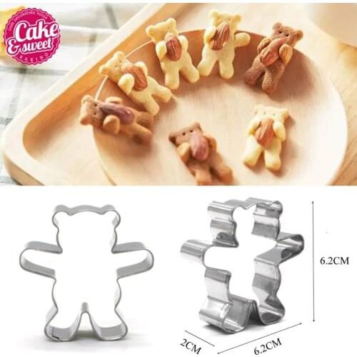 6 pcs/set Cookie Cutters Stainless Steel Bear Shape Animal Biscuit Cookie Cutters Fondant Pastry Decorating Baking Tools