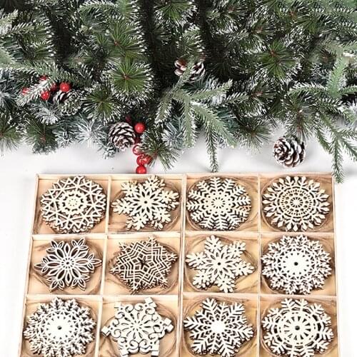 Christmas Tree Decoration Wooden Snowflake Christmas Atmosphere Decoration Christmas Tree Decoration