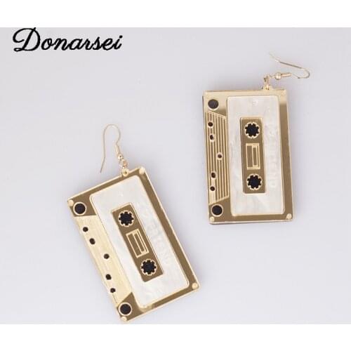 Donarsei Vintage Tape Acrylic Earrings For Women Simple Geometric Square Acetate Tape Drop Earrings Party