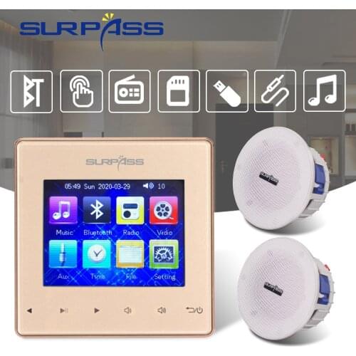 Bathroom Waterproof Ceiling Speaker Wall Amplifier Bluetooth FM Background Music Player HiFi Stereo Home Audio System for Hotel