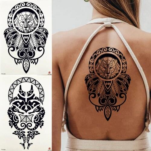 25 Style Geometric Lion King Diamond Temporary Tattoo Sticker Body Art Tribal Totem Back Waterproof Tatoo Cool Black Tattoos
