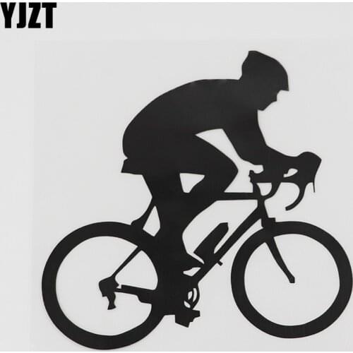 YJZT 12.1CMX11.9CM Bicycle Rider Bike Extreme sports Decal Vinyl Car Sticker Black/Silver 8A-0764