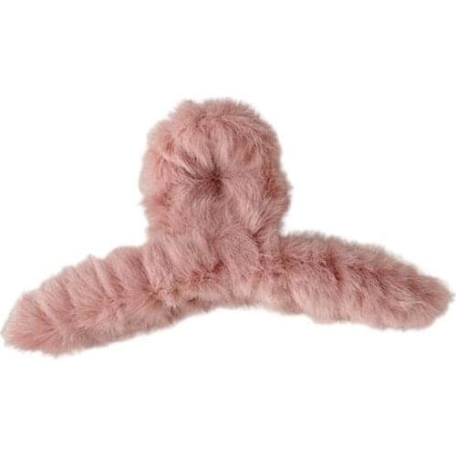 Women Winter Fuzzy Plush Big Hair Claw Jaw Clip Colorful Fluffy Furry Hairpin Sweet Vintage Ponytail Holder Barrette