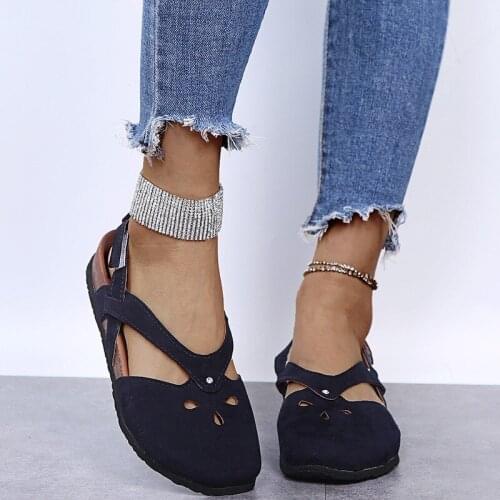 Women Summer Sandals Ladies Comfortable Ankle Hollow Round Toe Slippers Woman Soft Beach Sole Female Floor Flat Feshion Shoes