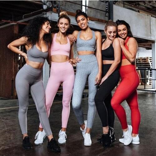 2pcs/set Women Sport Suit Yoga Set Gym Workout Clothes Fitness Crop Top+High Waist Energy Seamless running suit quick-drying gym