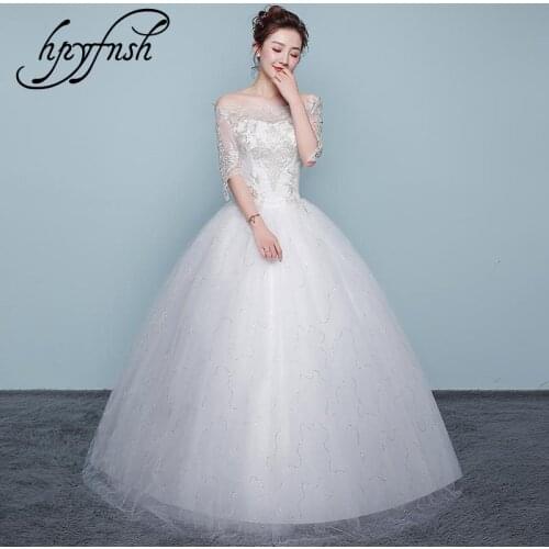 Vintage Ball Gown Boat Neck Vestidos De Novia 2020 Wedding Dress New Fashion Half Appliques Lace Custom Plus Size Bridal Dress