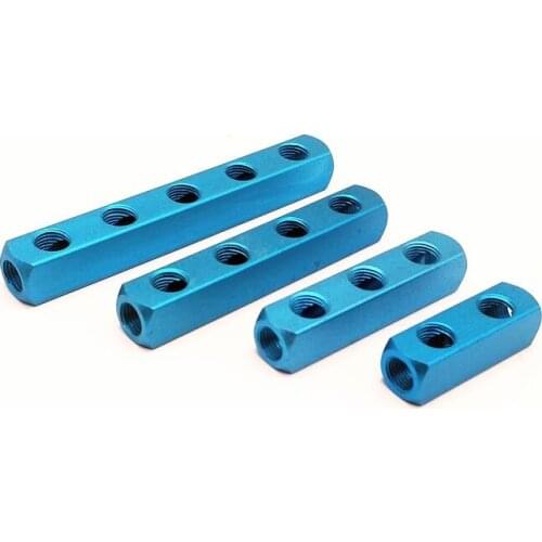 1 pcs Aluminum Manifold Block Splitter Thread 1/4'' 2 3 4 5 Way Pneumatic Quick Connector