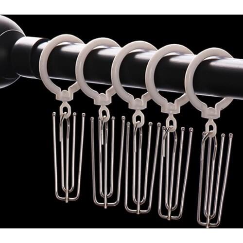 10Pcs/Set Curtain Hooks Wear-resistant Reusable 2 Colors Four Prong Curtain Tape Hooks for Curtain Home Bathroom Accessory