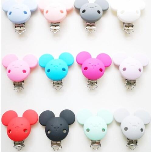 10pcs Silicone Pacifier Clips BPA Free Cartoon Nipple Holder For DIY Name Pacifier Chain Teether Necklace Baby Teething Beads