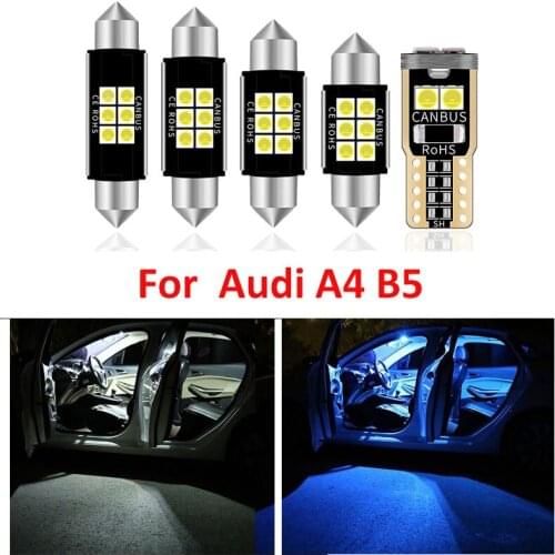 13pcs Auto LED Interior Light Bulbs Canbus Kit For Audi A4 B5 1996-1998 White Led Dome Step Courtesy License Plate Light Lamp