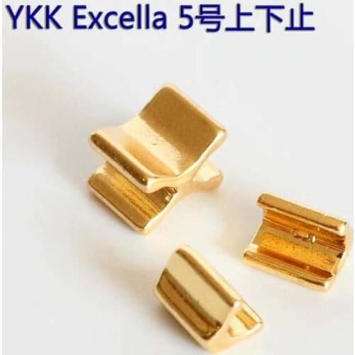 20 sets of original and authentic YKK zipper accessories no. 5, top stop, bottom stop, end stop, i-word code bright gold