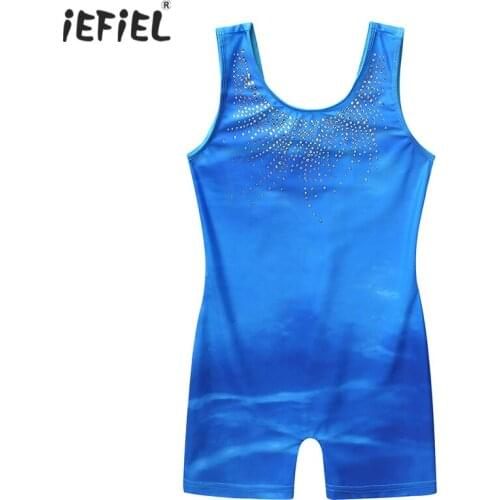 2020 Kids Girl Ballet Dress Costumes Gymnastics Jumpsuit Sparkly Shiny Rhinestone Sleeveless Ballet Leotards for Girls Dancewear