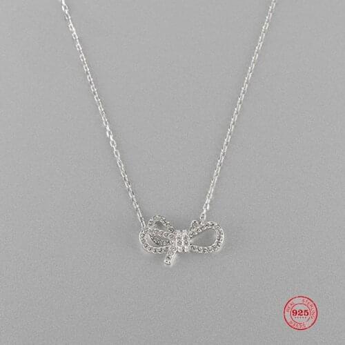 2020 Fashion Charm Sterling Silver Original 1:1 Copy, Bow Romantic Charming Gorgeous Wild Necklace Female Luxury Jewelry Gifts