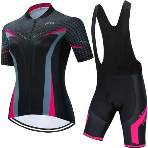 2021 Women Cycling Clothes Short Sleeve Kit BIB Pants Road Bike Clothing Suit Wear Ladies Bicycle Dress MTB Jersey Set Mallot
