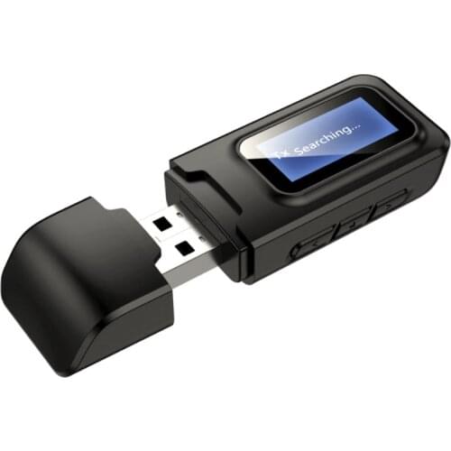 5.0 Bluetooth Adapter Wireless LCD Display USB Bluetooth Receiver Music Audio Transmitter for PC TV Car 3.5mm AUX Jack