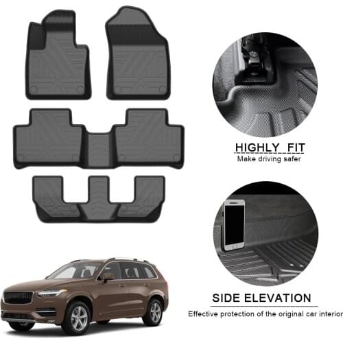 Car Floor Mats For Volvo XC90 2016-2020 TPE Non-Slip Foot Pad Waterproof Rubber Carpets Auto Automobile Interior Accessories