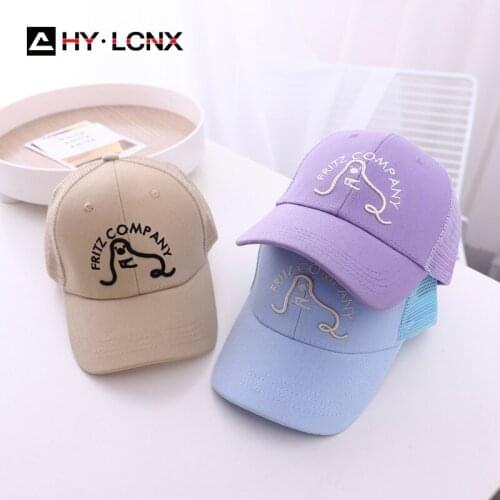 Summer New Child Cartoon Bear Embroidery Boys Cotton Breathable Caps Girls Outdoor Fashion Sunscreen Baseball Caps With Net