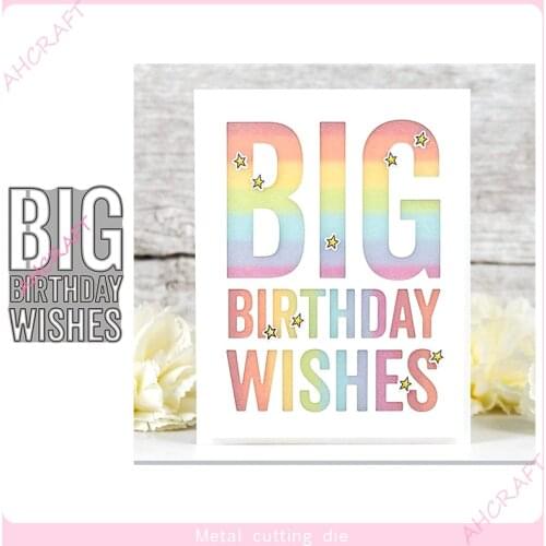 BIG WISHES words Metal Cutting Dies for DIY Scrapbooking Photo Album Decorative Embossing PaperCard Crafts Die2021