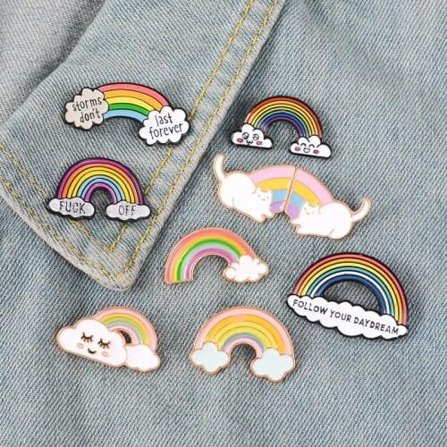 Creative Rainbow Bridge Set Brooch for Woman Alloy Badges Collar Enamel Pin Brooches Clothes Metal Pin Jewelry Accesorios