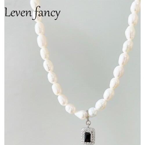 925 Sterling Silver Pendant Cubic Zircon CZ Choker Handpicked Natural Freshwater Cultured Pearl Beaded Chain Necklaces