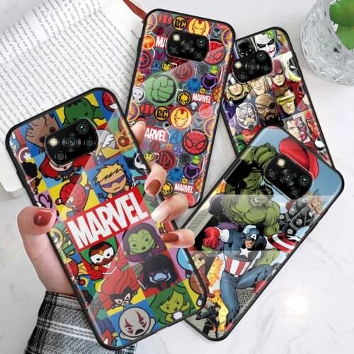 Marvel Anime Superhero For Xiaomi POCO F3 F2 X3 NFC X2 M2 Pro Tempered Glass Hot New Shell Luxury Cover Phone Case