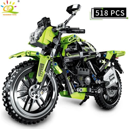 HUIQIBAO TOYS 518pcs Speed Champions Motorcycle Model Building Blocks City Creative Car DIY Racing Motorbike Bricks For Children