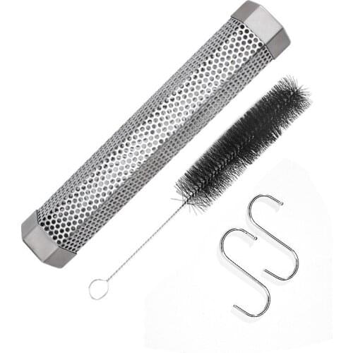 40 Pcs Pellet Smoker Tube 12 Inches Stainless Steel BBQ Smoke Generator Hot/Cold Smoking With Hooks Cleaning Brush Wholesale K2