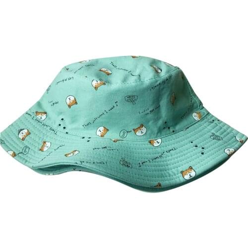 Double Sided Casual UV Protection Women Fisherman Hat Outdoor Hiking Breathable Cartoon Dog Foldable Summer Gift Lightweight