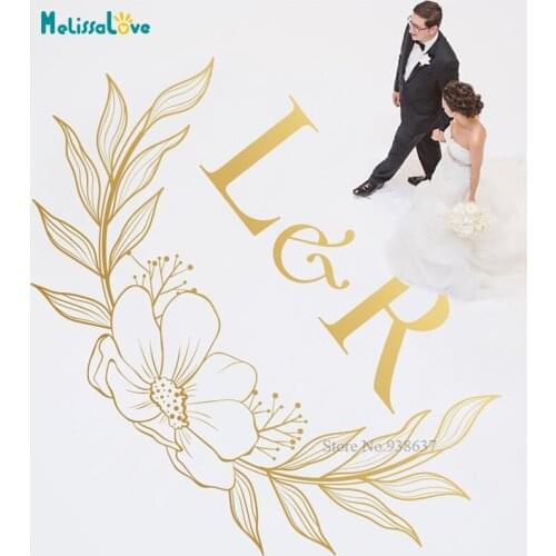 Custom Bride & Groom Initials Wedding Dance Floor sticker Vinyl Decor Wedding Party Decal Removable Poster BA875