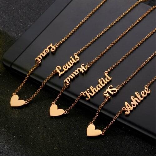 Custom Personalized Bar Couple Necklaces for Women Girl Stainless Steel Chain Heart Charming Choker Customized Necklace Jewelry