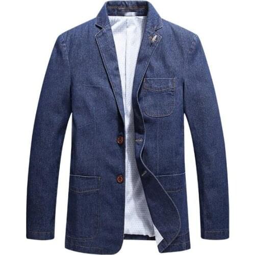 Autumn Suits Mens Cowboy Suit Coat Mens Blazer Homme Denim Jacket Business Leisure Spring Outerwear Men Blazers Tops Big XXXXL