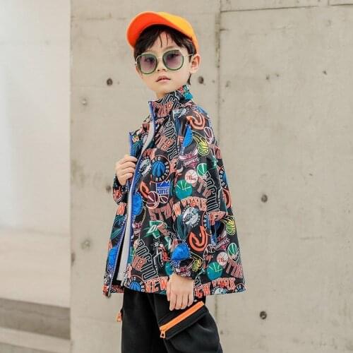 Boys tide brand jacket spring autumn style Korean style loose fashion children autumn jackets medium and large childrens wear