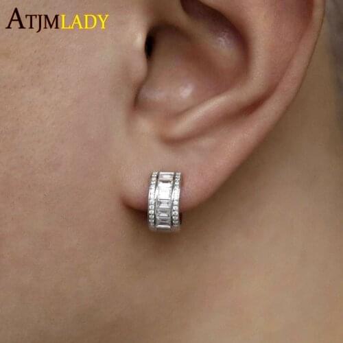 2021 New Hip Hop Bling Women Girls Jewelry Micro Pave Clear Cz Full Cubic Zirconia Circle Multi Row Small Huggie Hoop Earring