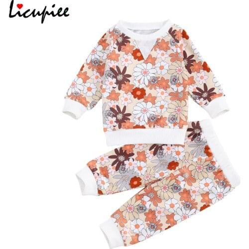 Cute Kids Baby Girl Clothing 2pcs/1pc Autumn New Flowers Print Long Sleeve Top Hoodies+long Pants/ruffle Romper Outfit 0-6 Years