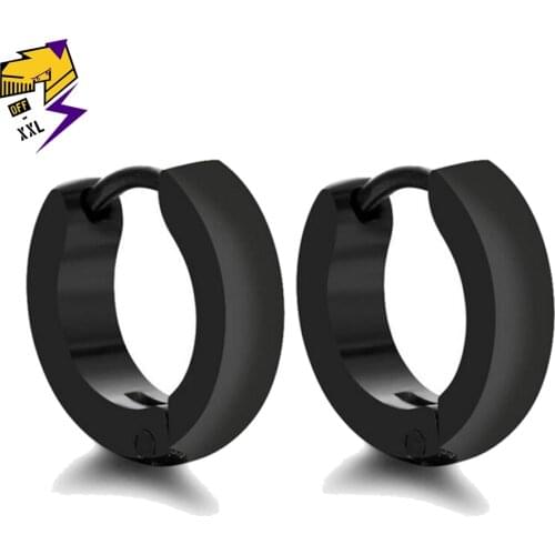 Trendy Black Small Round Hoop Earrings Blue Stainless Steel Jewelry Women Classic Blue Circle Hoops Earring for Men