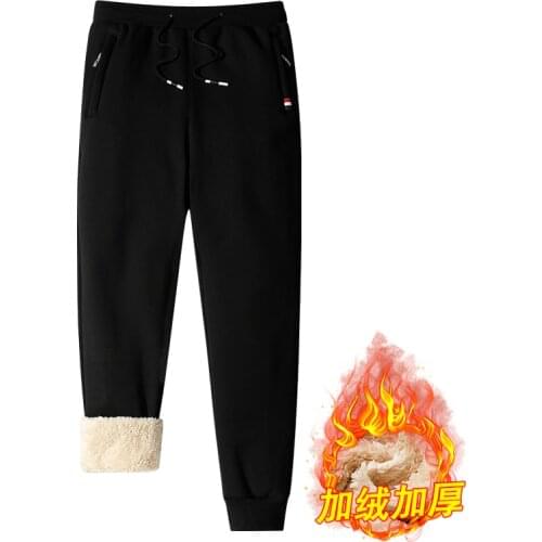 2021 Mens Winter Cashmere Sweatpants Joggers Plush Thickened Trousers for Men Sports Leisure Pants Winter Mens Spodnie Dresowe