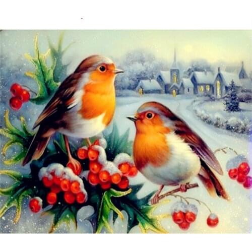 NEW full rhinestone embroidery winter joy birds new year holiday home decoration diamond painting mosaic kits cross stitch wall
