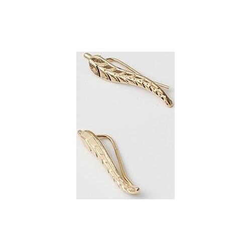 Wholesale 10Pairs Copper Version Long Leaf Ear Climber Jewelry Earrings Gold Feather Women Stud Earrings Accessories Gifts