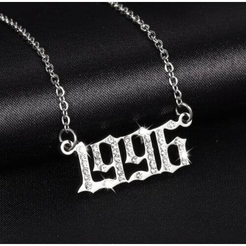 MYDIY Old English Year Necklace Roma Number Date Custom Necklaces & Pendants Stainless Steel Personalized Choker Jewelry