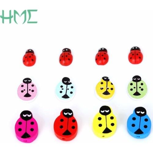 50PCs Random Mixed Ladybird Decorative Buttons Wood Sewing Button Ladybug Mixed for Sewing Accessories DIY Craft , 3 Type