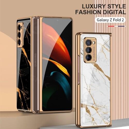 Luxury Plating Tempered Glass Case For Samsung Galaxy Z Fold 2 5G Original Feeling Phone Cover For Samsung Galaxy Z Fold 2 Case