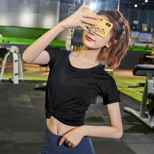 Shirt Running Woman Quick Dry Fitness Slim Short Sleeves Breathable Gym Nylon Sportswear Yoga Shirts Compression Female 2020