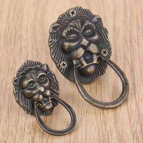 Lion Head Antique Handle Pull Knobs Furniture Door Handle Zinc Alloy Cabinet Dresser Drawer Knobs Furniture Hardware With Screws