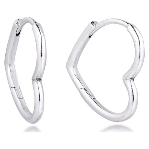 Silver Earrings 100% Real 925 Sterling Silver Asymmetric Heart Earrings Hoop Earrings for Women S925 Jewelry Bijouterie 2020 New