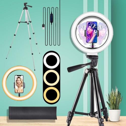 LED Circle Lamp Selfie Fill Ring Light With Tripod Stand Phone Holder Makeup Photography YouTube Videos Live Streaming Ringlight