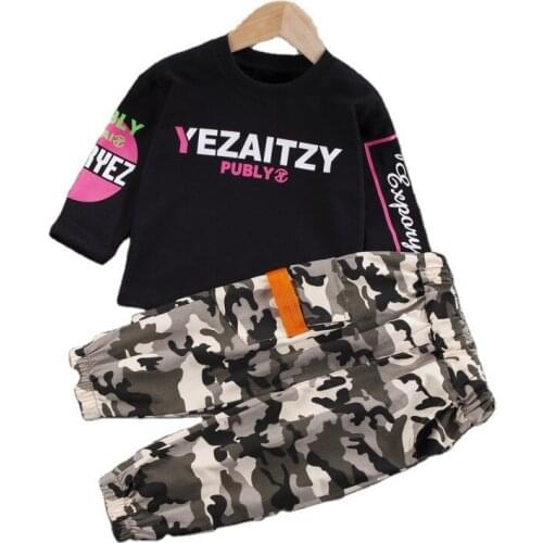 Spring Autumn Baby Boys Girls Fashion Costume Children Infant O-Neck T Shirt Pants Kids Casual Clothes Toddler Letter Tracksuit