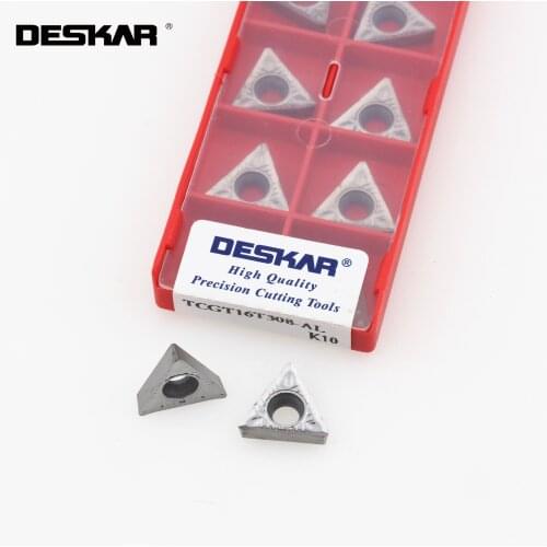 10PCS DESKAR TCGT090202 AL TCGT 090204 TCGT11 0204 TCGT110202 TCGT16 T302 TCGT16T304 CNC Aluminum Turning Tools Lathe Inserts